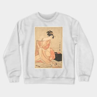 A Woman and a Cat by Kitagawa Utamaro Crewneck Sweatshirt